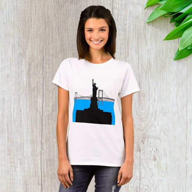 Camiseta Statue of Liberty Silhouette New York Skyline (Criador carregado)