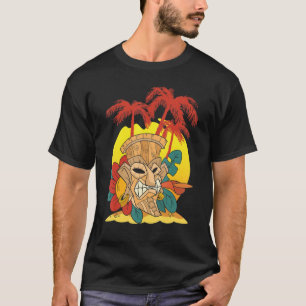 Camiseta Statue Tiki Mask Polynésia Luau Party Havaí Ti