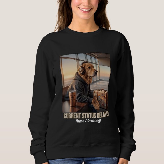 Camiseta Status Atual Atrasado Gráfico de Cachorro (Frente)