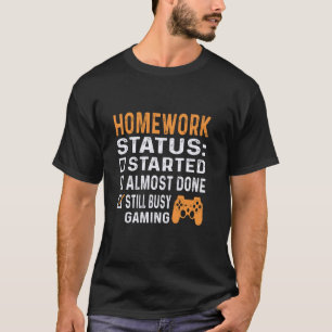 Camiseta Status de Tarefa Amantes de Jogos Gamers Divertido