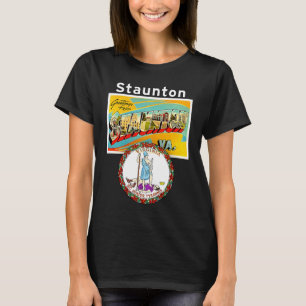 Camiseta Staunton Virgínia VA Grande Carta Postal Estado S