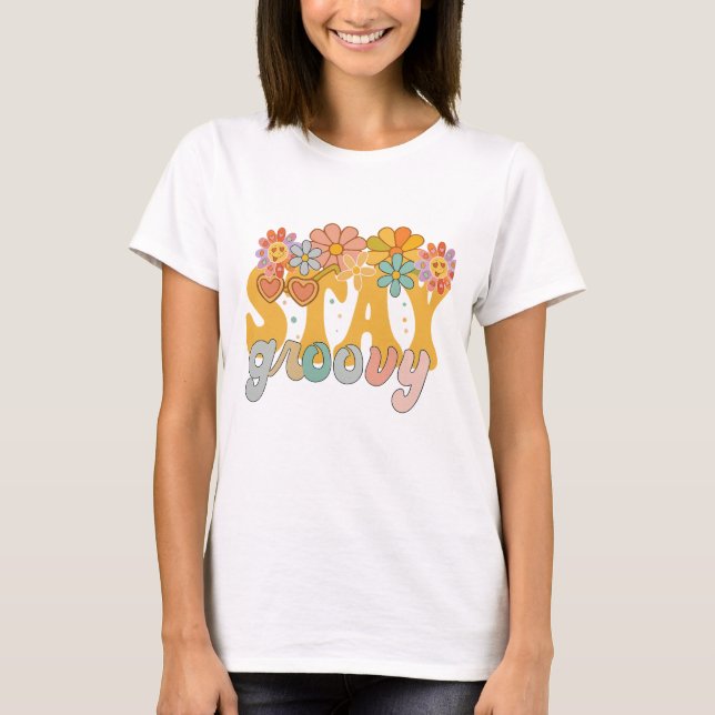 Camiseta Stay Groovy Retro Hippie (Frente)