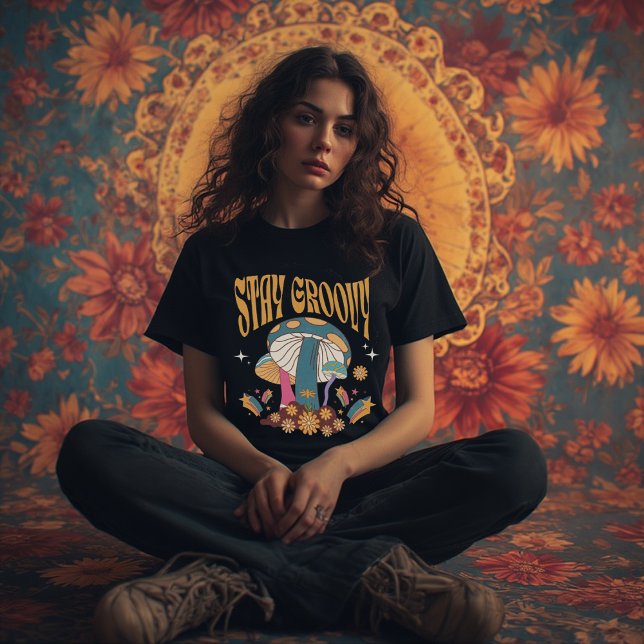 Camiseta Stay Groovy Retro Mushroom Aesthetic | 70s retro (Criador carregado)