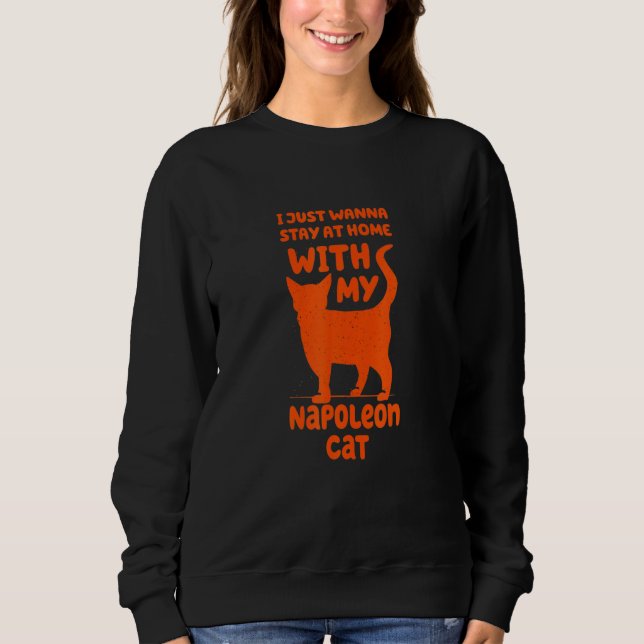 Camiseta Stay Home With My Napoleon Cat Funny Cat Mom Humor (Frente)