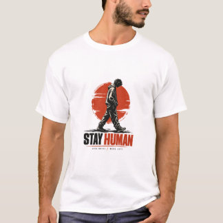 Camiseta Stay Human – Grafismo de Rua Inspirador