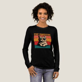 Camiseta Stay Pawsitive Retro Cat Design