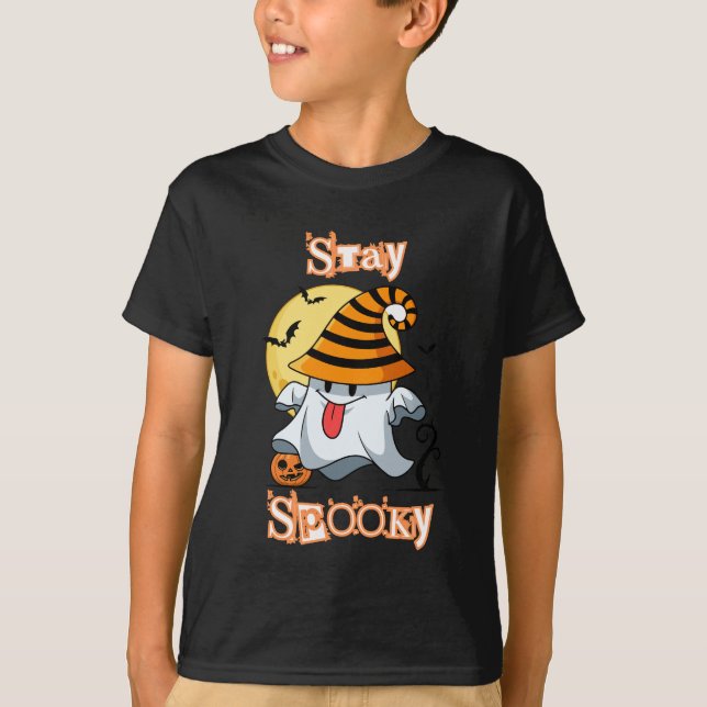 Camiseta STAY SPOOKY: O Dia das Bruxas de Loucura Amarela e (Frente)