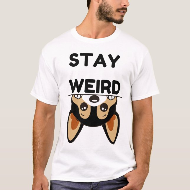 Camiseta Stay Weird Funny Boston Terrier Cartoon Dog  (Frente)