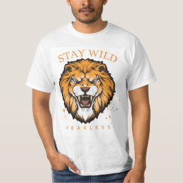 Camiseta Stay Wild Fearless Lion para Homens | Cor