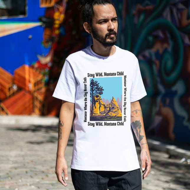 Camiseta Stay Wild, Montana Child | Rustic Western Nature  (Criador carregado)