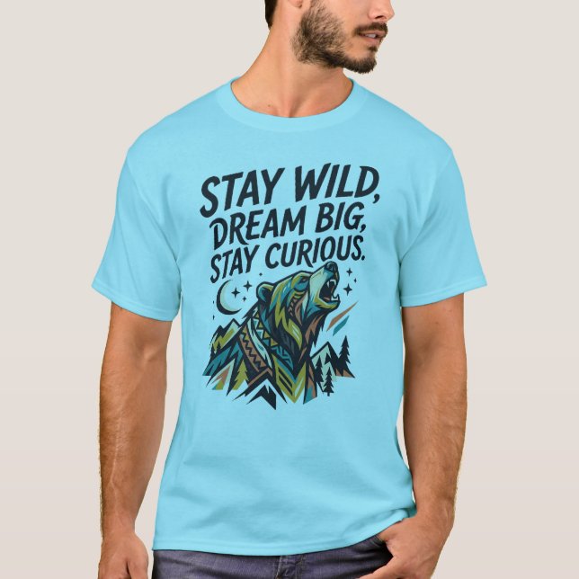 Camiseta StayWild Dream Big Lobo – Explore O vasto (Frente)