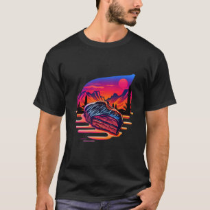 Camiseta Steaks Aestética de Ondas Retroativas dos anos 80