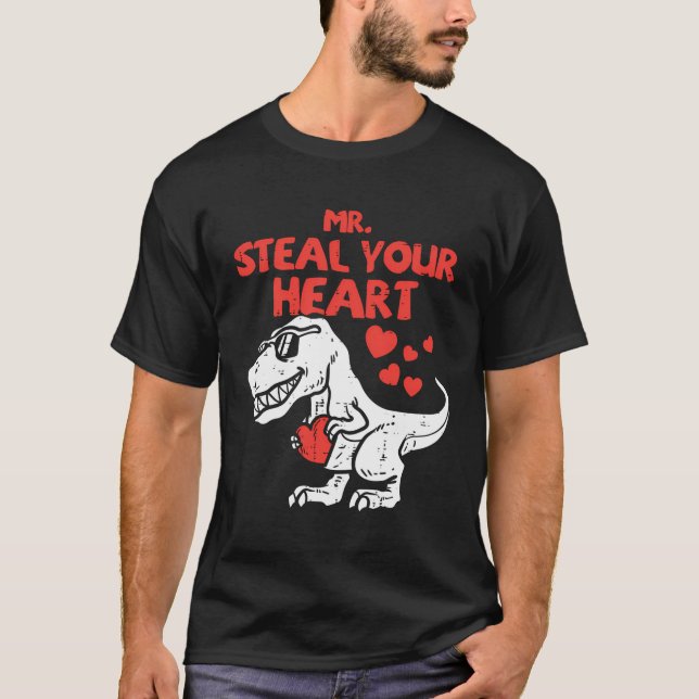Camiseta Steal Your Heart Dino Toddler Dia de os namorados  (Frente)