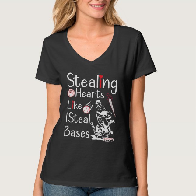 Camiseta Stealing Hearts Bases Softball Baseball (Frente)