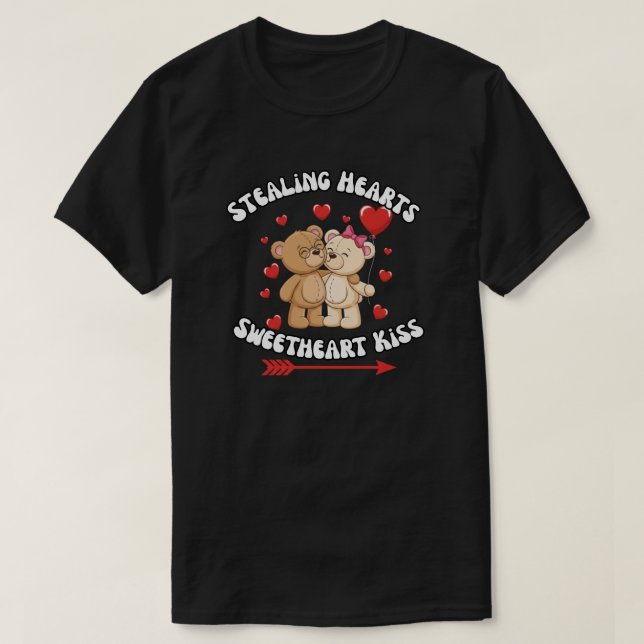 Camiseta Stealing Hearts Sweetheart Kiss Teddy Bear (Frente do Design)