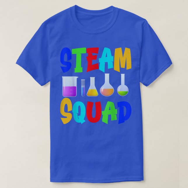Camiseta STEAM Squad Science Tech Engineering Math Art Subj (Frente do Design)