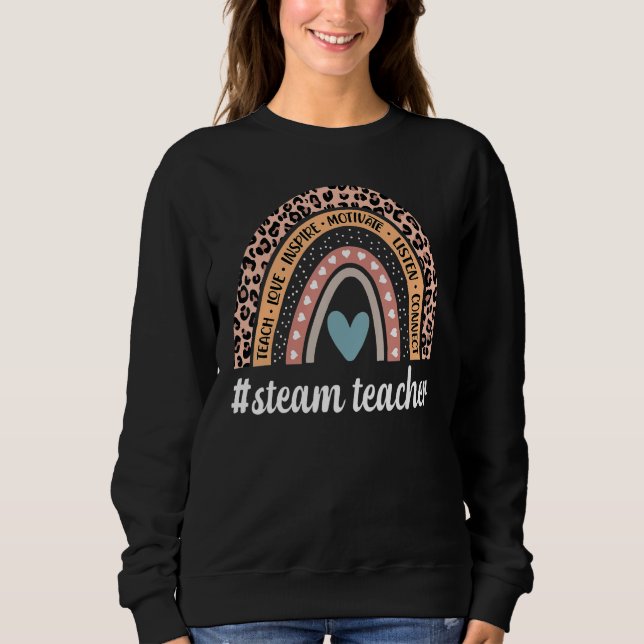 Camiseta Steam Teacher Rainbow Leopard Science Technology T (Frente)