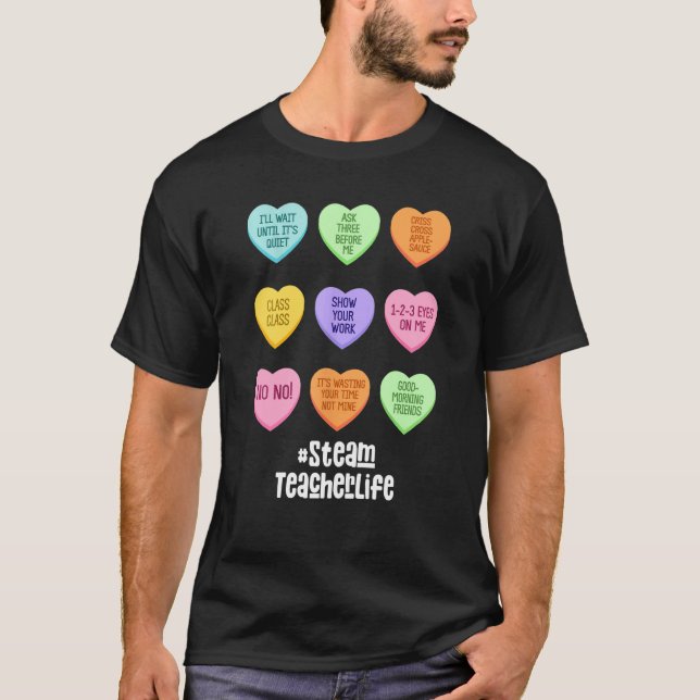 Camiseta Steam Teacher Valentines Day Conversation Heart Sc (Frente)