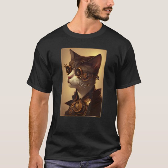 Camiseta Steampunk Ca  Steampunk   Steampunk Cat (Frente)