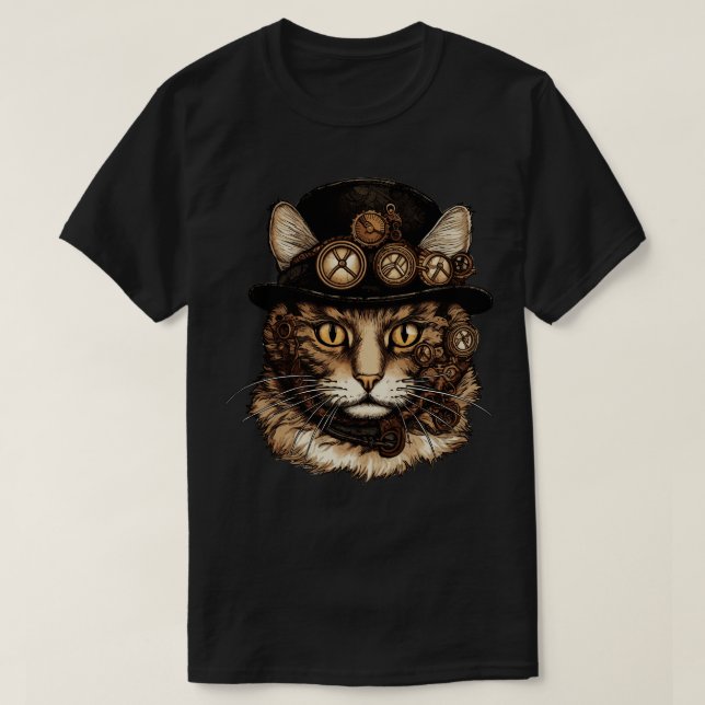 Camiseta Steampunk Cat 1 (Frente do Design)