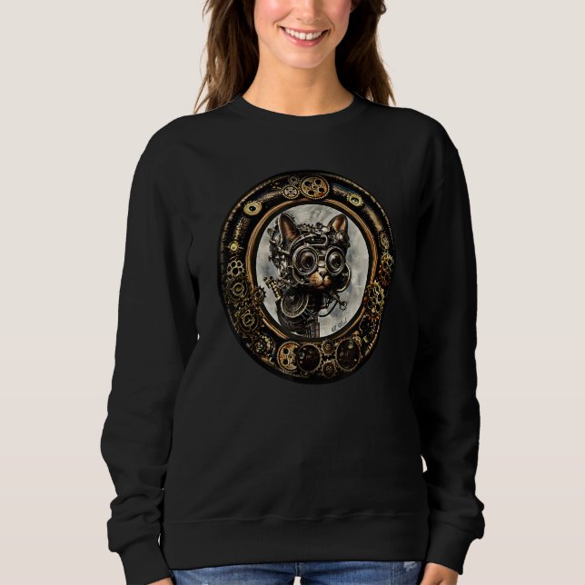 Camiseta Steampunk Cat Kitten Industrial Robot Mechanical G (Frente)