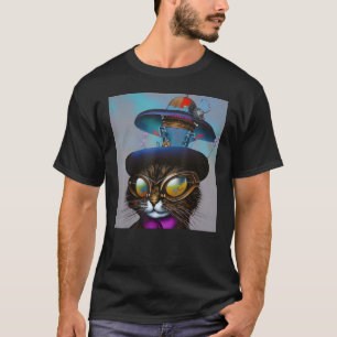Camiseta Steampunk Cat Steam Punk Kitten Fantasy Gothic AI