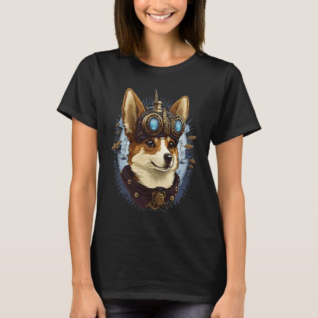 Camiseta Steampunk Corgi Head  For Women & Men (Frente)