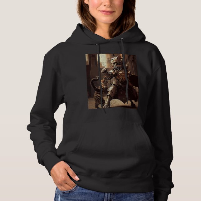 Camiseta Steampunk de Combate de Gatos (Frente)