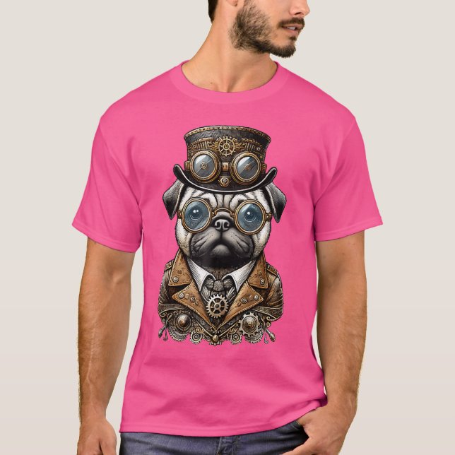 Camiseta Steampunk Dog Pug Art (Frente)