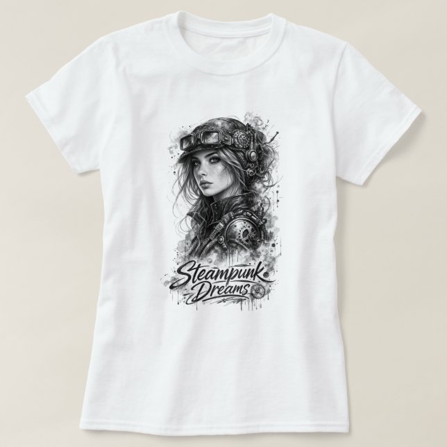 Camiseta Steampunk Dreams – Vintage Victorian Fantasy Art (Frente do Design)