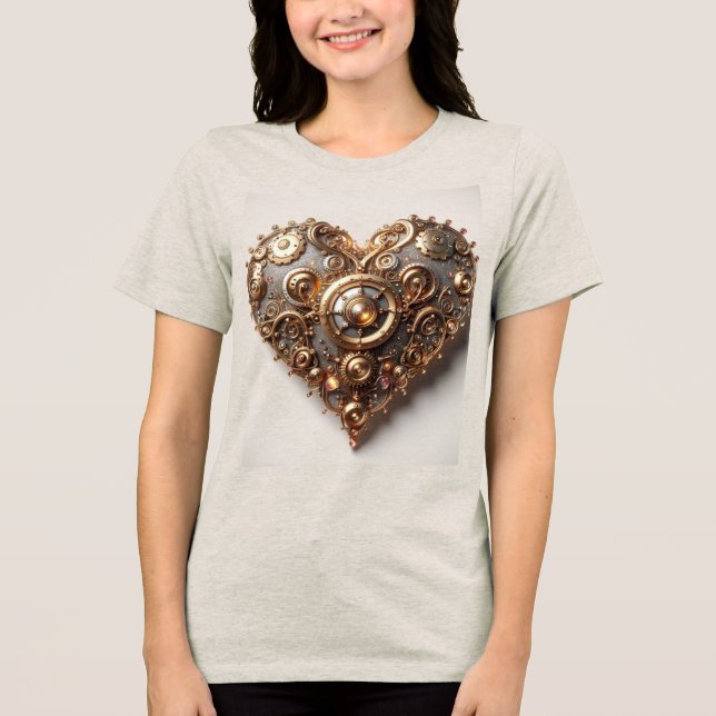 Camiseta Steampunk Elegant Clockwork Gear Heart (Frente)
