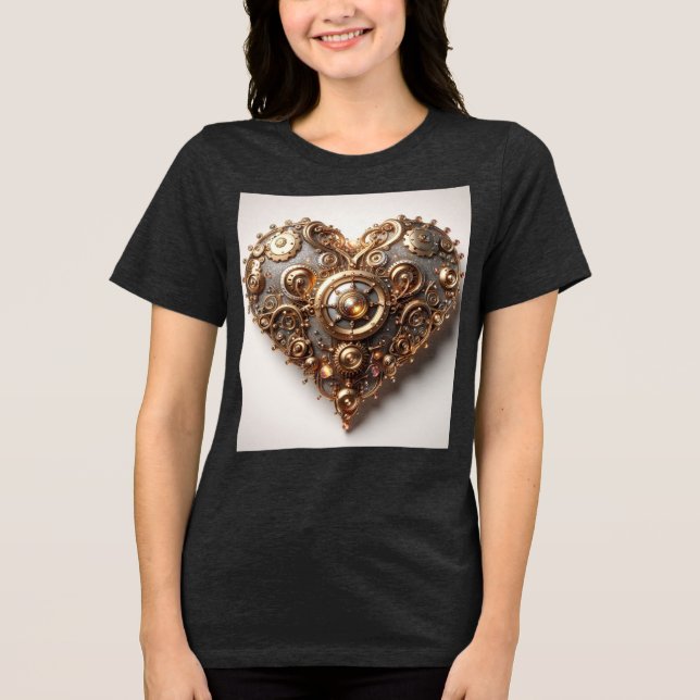 Camiseta Steampunk Elegant Clockwork Gear Heart (Frente)