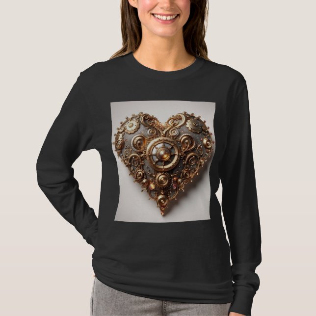 Camiseta Steampunk Elegant Clockwork Gear Heart (Frente)