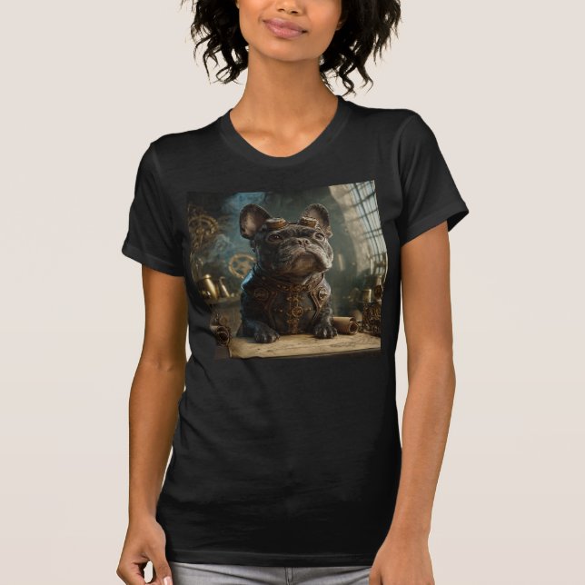Camiseta Steampunk Frenchie (Edição 1) - Ajuste Slim Femini (Frente)