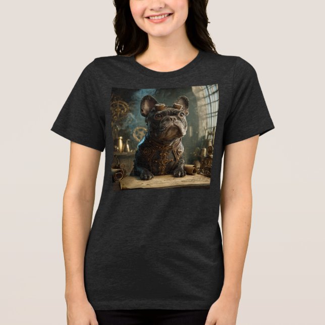 Camiseta Steampunk Frenchie (Edição 1) - Tri-blend Feminino (Frente)