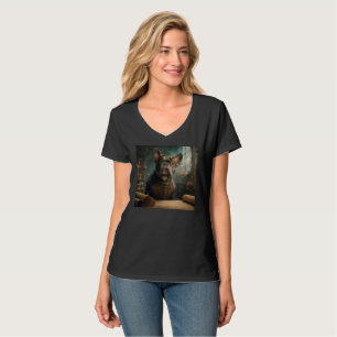 Camiseta Steampunk Frenchie (Edição 2) - Decote em V Básico