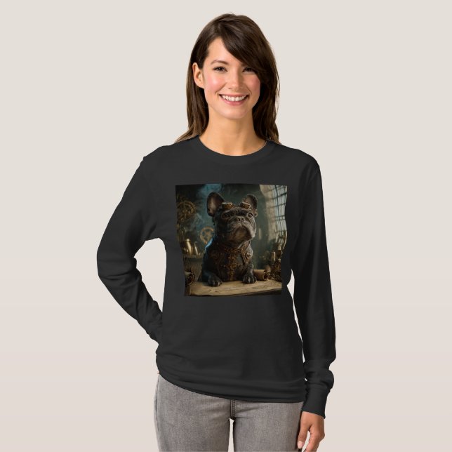 Camiseta Steampunk Frenchie (Edition 1) - Basic Long Sleeve (Frente Completa)