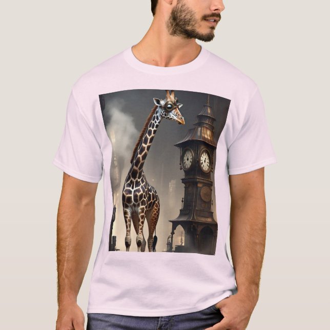 Camiseta Steampunk Giraffe 🦒 🔩 | Estilo Tall Tech (Frente)