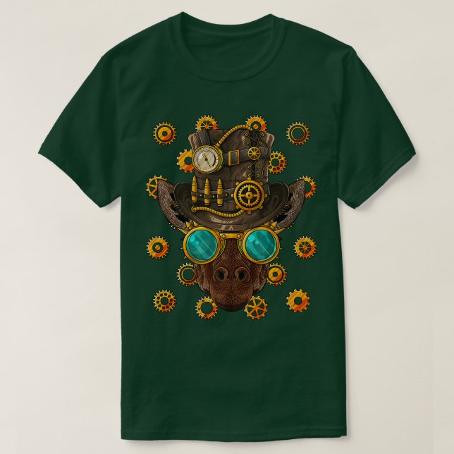 Camiseta Steampunk Giraffe medieval vitoriana com vapor (Frente do Design)