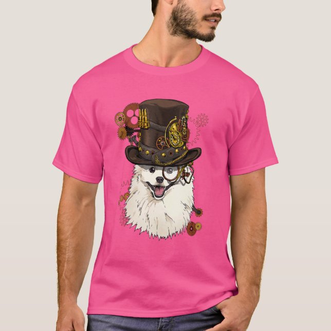 Camiseta Steampunk Gothic American Eskimo Dog Animal Face D (Frente)