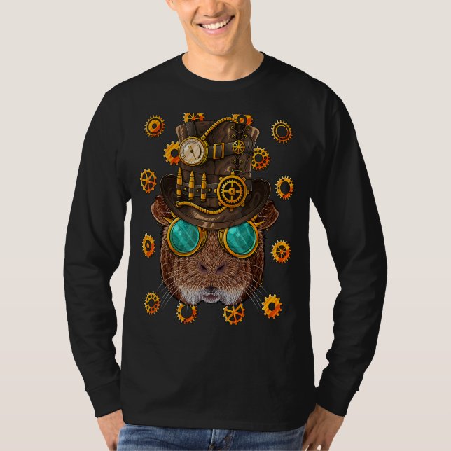 Camiseta Steampunk Guiné Pig Vereador Medieval Potência a V (Frente)
