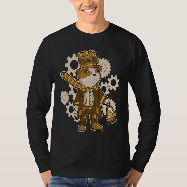 Camiseta Steampunk Hamster Industrial Vintage Mechanical Ge (Frente)