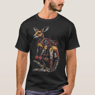 Camiseta Steampunk Mecha Boxe Kanguru Gráfico - Cyberpun