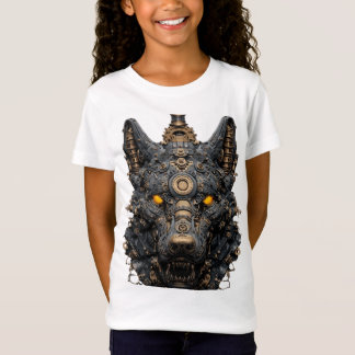 Camiseta Steampunk Mechanical Wolf Head - Cyberpunk Robot A