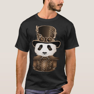 Camiseta Steampunk Panda com o olhar antigo do chapéu