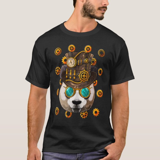 Camiseta Steampunk Panda Medieval Victorian Steam Powered A (Frente)