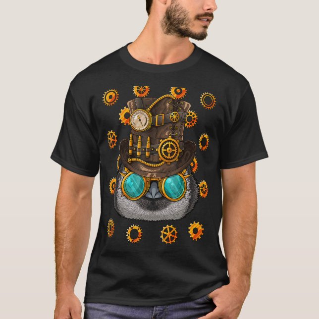Camiseta Steampunk Penguin Medieval Victorian Steam Powered (Frente)