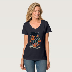 Camiseta Steampunk Plague Rider Doctor em Horseback com Fla