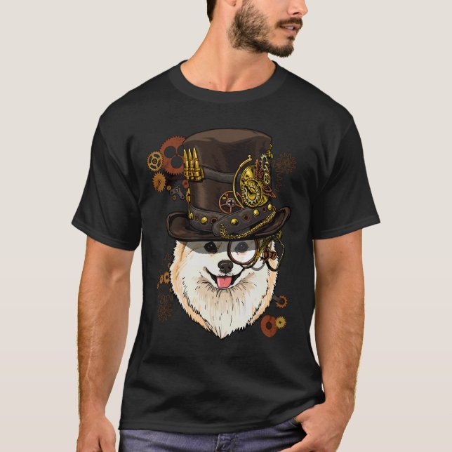 Camiseta Steampunk Pomeranian Dog Steampunk (Frente)