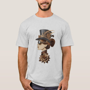 Camiseta Steampunk que as mulheres enfrentam a arte moderna